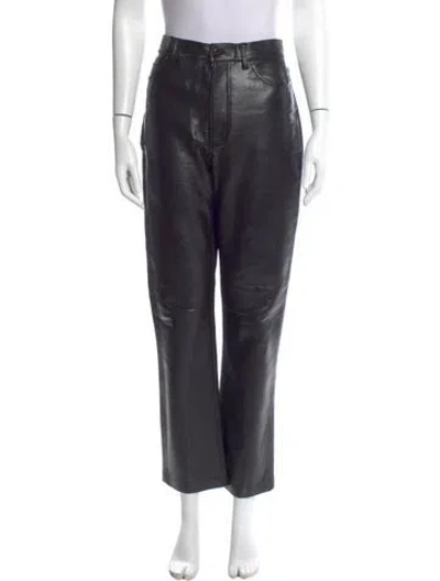 Pre-owned Anine Bing Leather Straight Leg Pants In Black