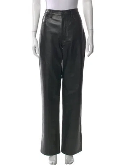 Pre-owned Anine Bing Leather Straight Leg Pants In Black