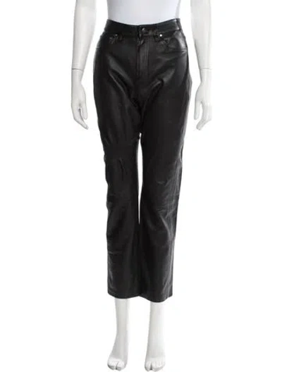 Pre-owned Anine Bing Leather Straight Leg Pants In Black