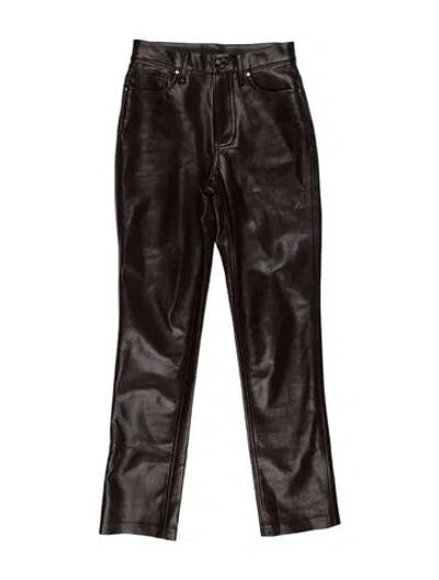 Pre-owned Anine Bing Leather Straight Leg Pants In Brown