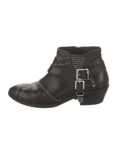 Pre-owned Anine Bing Leather Studded Accents Boots In Black