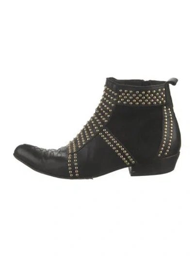 Pre-owned Anine Bing Leather Studded Accents Boots In Black