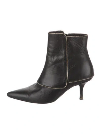 Pre-owned Anine Bing Leather Studded Accents Boots In Black