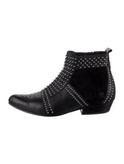 Pre-owned Anine Bing Leather Studded Accents Boots In Black
