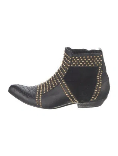 Pre-owned Anine Bing Leather Studded Accents Boots In Black