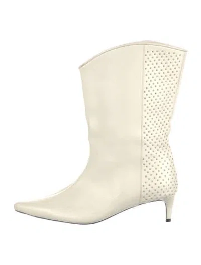 Pre-owned Anine Bing Leather Studded Accents Boots In Neutral