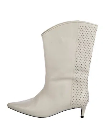 Pre-owned Anine Bing Leather Studded Accents Boots In Neutral