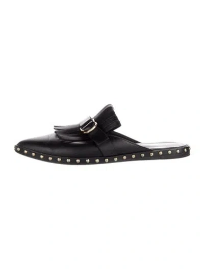 Pre-owned Anine Bing Leather Studded Accents Mules In Black