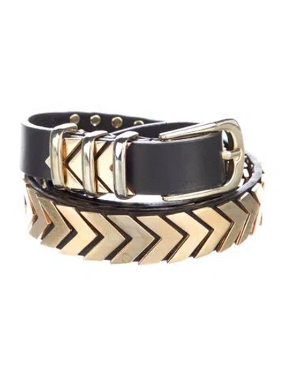 Pre-owned Anine Bing Leather Studded Accents Waist Belt In Black