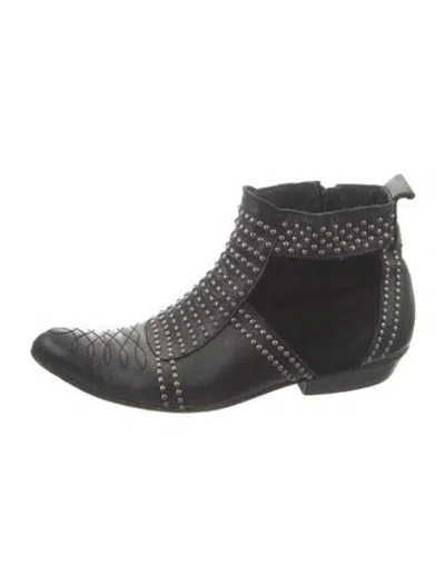 Pre-owned Anine Bing Leather Studded Accents Western Boots In Black