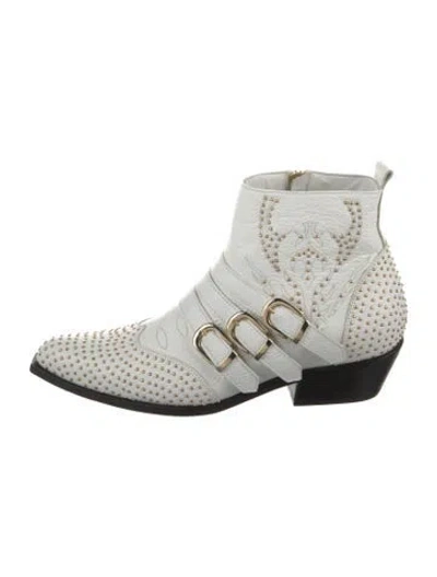 Pre-owned Anine Bing Leather Studded Accents Western Boots In Multi