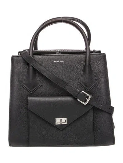 Pre-owned Anine Bing Leather Top Handle Bag In Black
