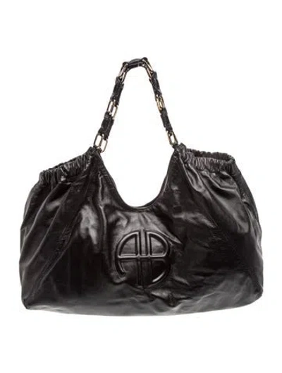 Pre-owned Anine Bing Leather Top Handle Bag In Black