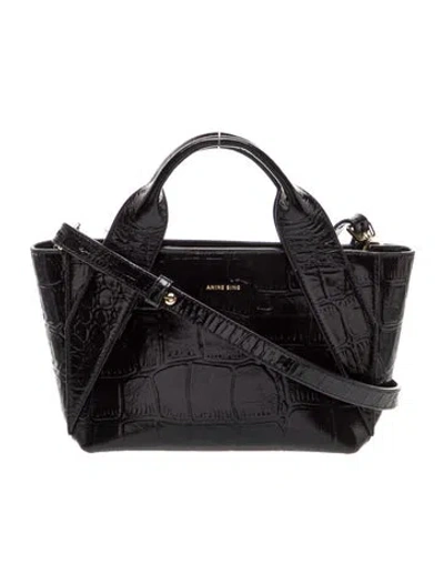 Pre-owned Anine Bing Leather Top Handle Bag In Black