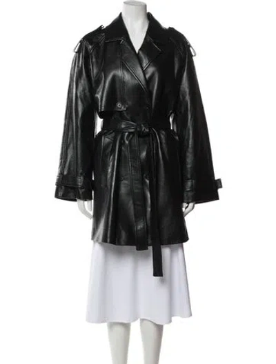Pre-owned Anine Bing Leather Trench Coat In Black