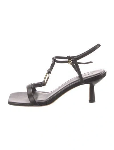 Pre-owned Anine Bing Leather T-strap Sandals In Multi