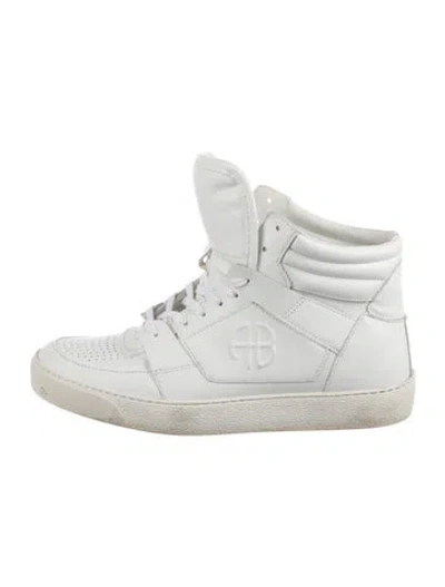 Pre-owned Anine Bing Leather Wedge Sneakers In White