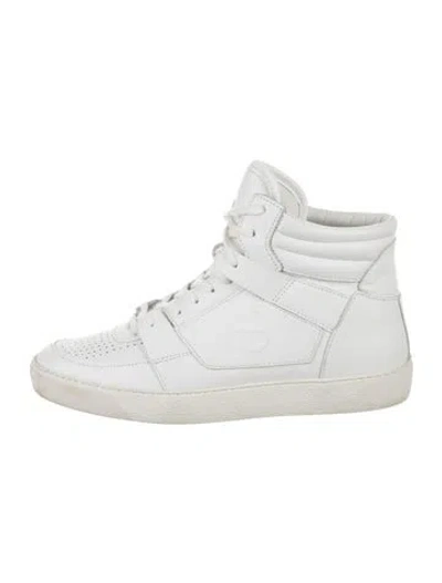 Pre-owned Anine Bing Leather Wedge Sneakers In White
