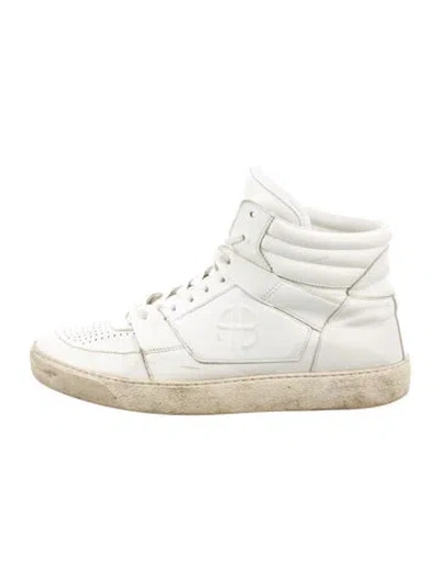 Pre-owned Anine Bing Leather Wedge Sneakers In White