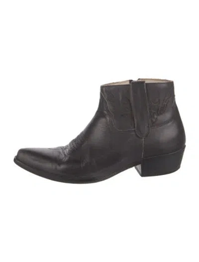 Pre-owned Anine Bing Leather Western Boots In Black