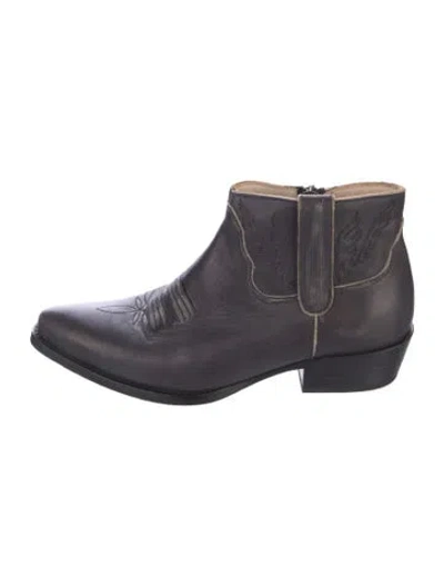 Pre-owned Anine Bing Leather Western Boots In Black