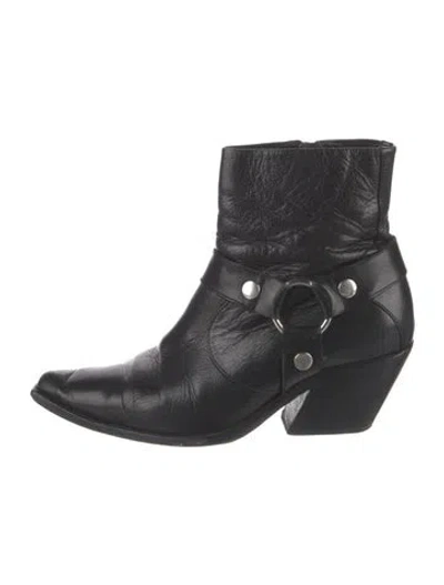 Pre-owned Anine Bing Leather Western Boots In Black