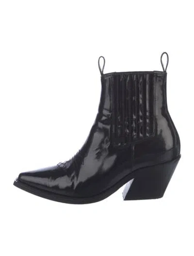 Pre-owned Anine Bing Leather Western Boots In Black
