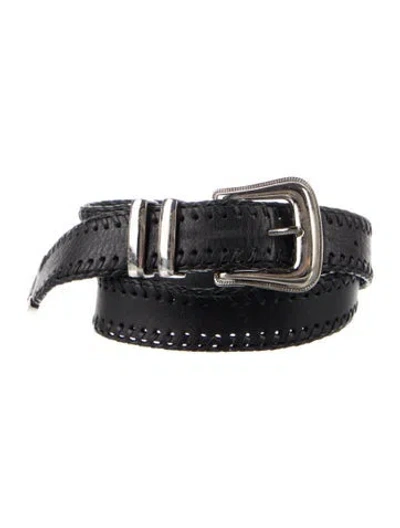 Pre-owned Anine Bing Leather Whipstitch Trim Belt In Black
