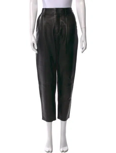 Pre-owned Anine Bing Leather Wide Leg Pants In Black