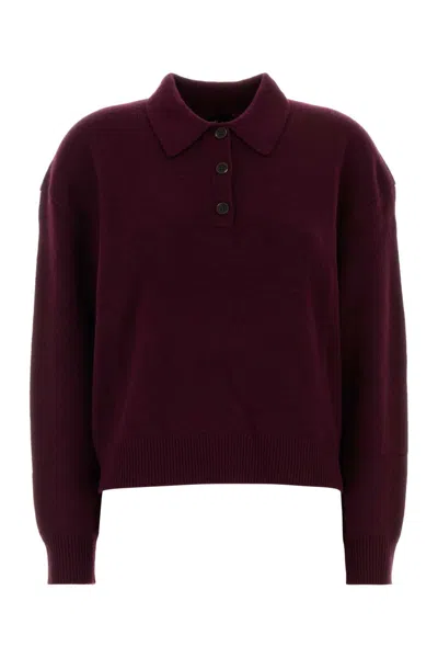 Anine Bing Lee Cashmere Polo Shirt In Burgundy