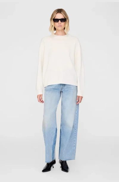 Anine Bing Lee Crewneck Cashmere Sweater In White