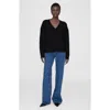 Anine Bing Lee Crew V-neck Sweater In Black