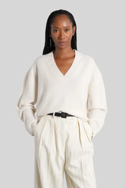 Anine Bing Lee Knitwear In Beige Suede In White
