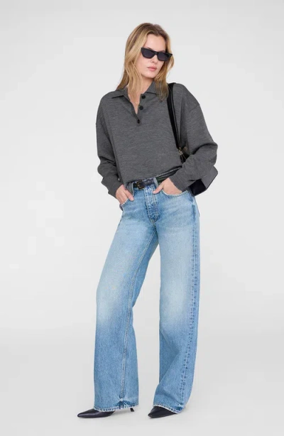 Anine Bing Lee Polo Sweater In Gray
