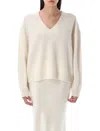 Anine Bing Lee V Neck Knit Sweater In White