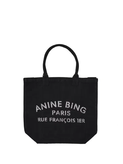 Anine Bing Leo Canvas Tote - Black