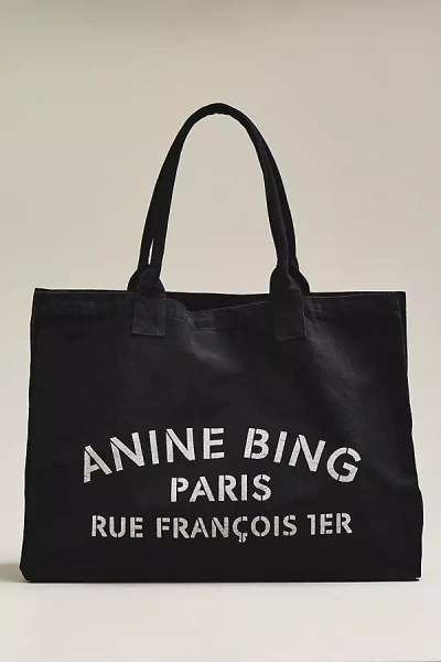 Anine Bing Leo Canvas Tote Bag In Black