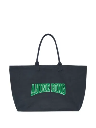 Anine Bing Leo Canvas Tote In Blue