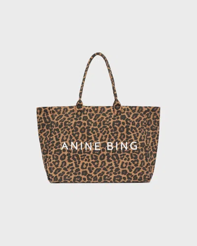 Anine Bing Leo Canvas Tote In Brown