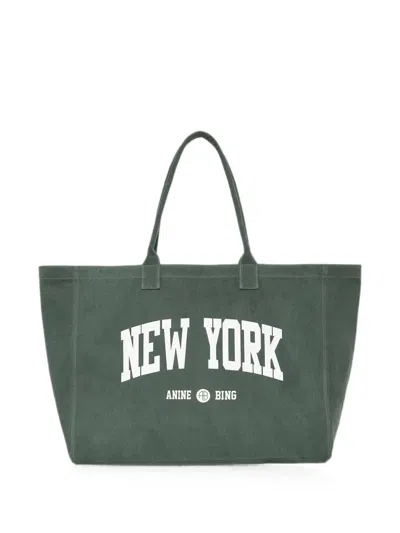 Anine Bing Leo Canvas Tote New York University In Blue