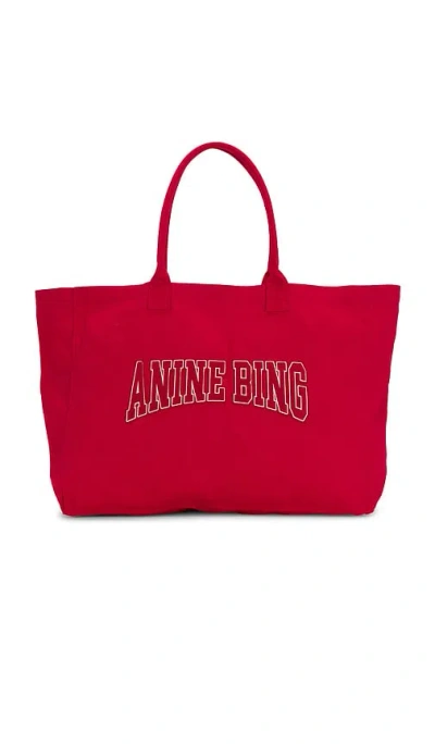 Anine Bing Leo Canvas Tote In Tango Red