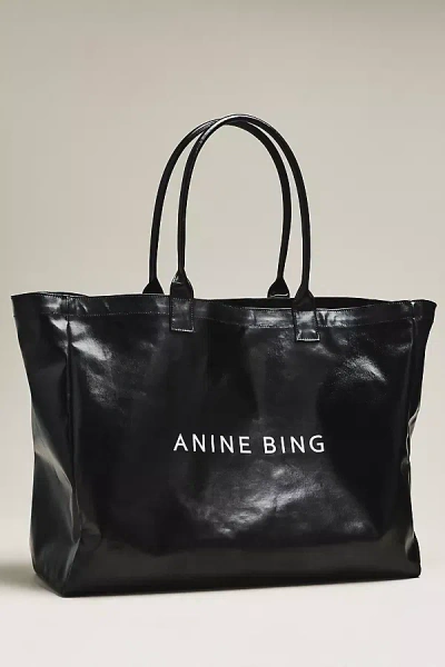 Anine Bing Leo Coated Canvas Tote Bag In Black