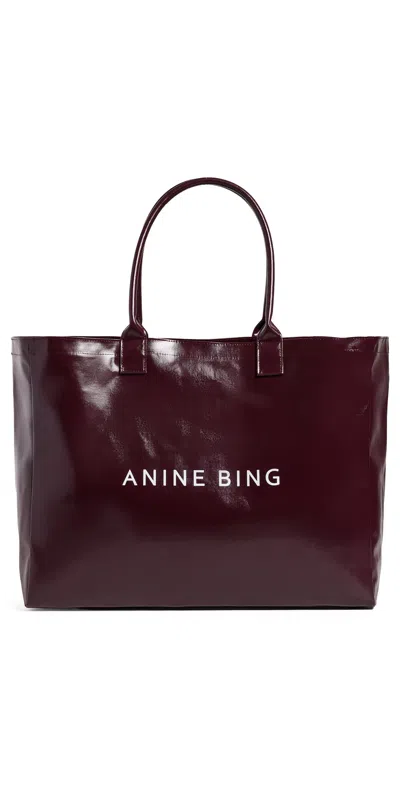 Anine Bing Leo Coated Canvas Tote Bag Fig