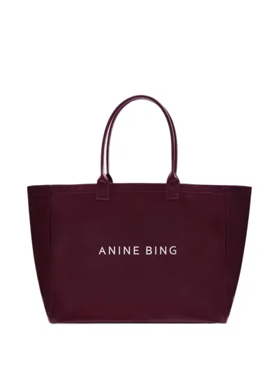 Anine Bing Leo Coated Canvas Tote Bag In Red