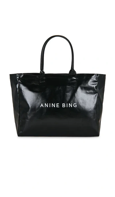 Anine Bing Leo Coated Canvas Tote In Black
