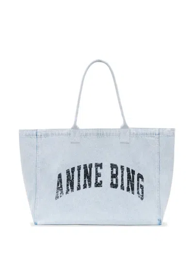Anine Bing Leo Denim Tote Bag In Blue