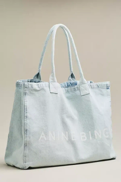 Anine Bing Leo Denim Tote Bag In Blue
