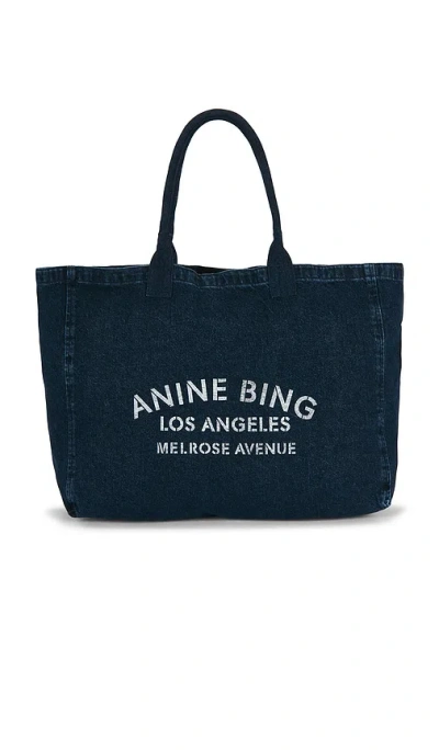 Anine Bing Leo Denim Tote Bag In Blue