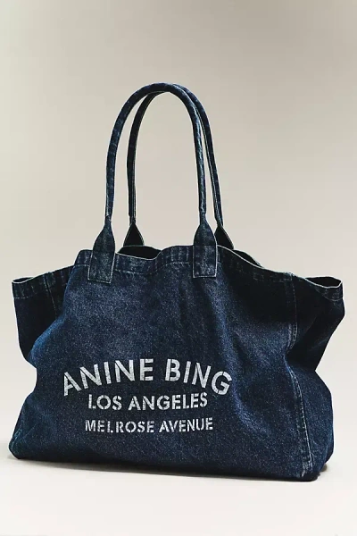 Anine Bing Leo Denim Tote Bag In Blue