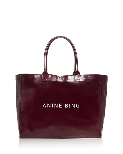Anine Bing Leo Large Coated Canvas Tote Bag In Black